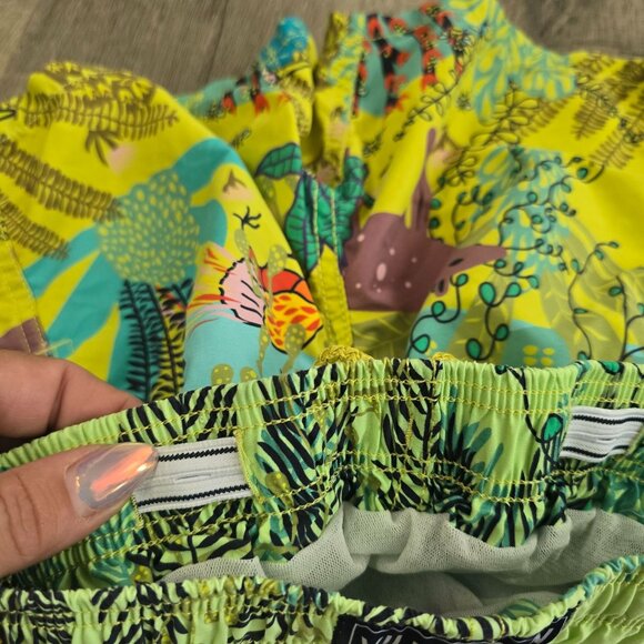 Vilebrequin Boys Tropical Print Swim Shorts Size 8 Years Elastic Waist W/ Pocket - Picture 7 of 15